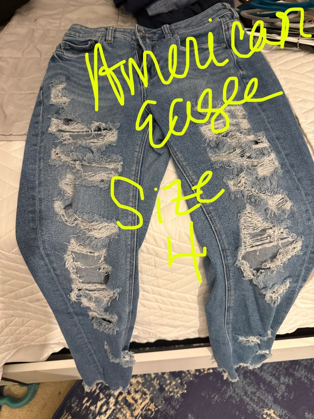 American Eagle Outfitters Distressed Light Blue Boyfriend Jeans